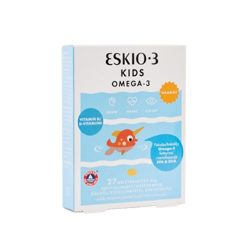 ESKIO-3 Kids Omega-3 kramtomos žuvų taukų tabletės vaikams N27
