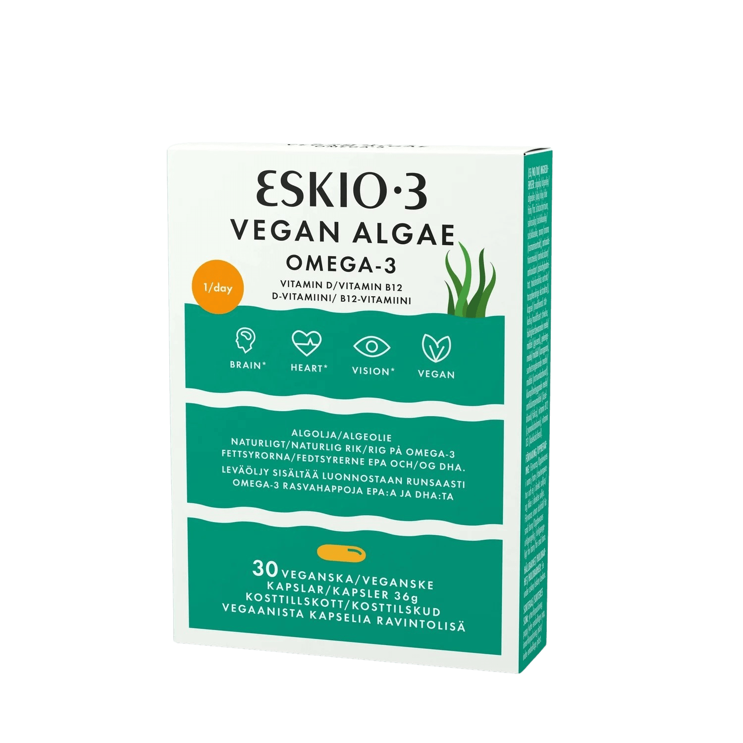 ESKIO - 3 Vegan Algae veganiški jūros dumblių taukai kapsulės N30 - BodyStrong